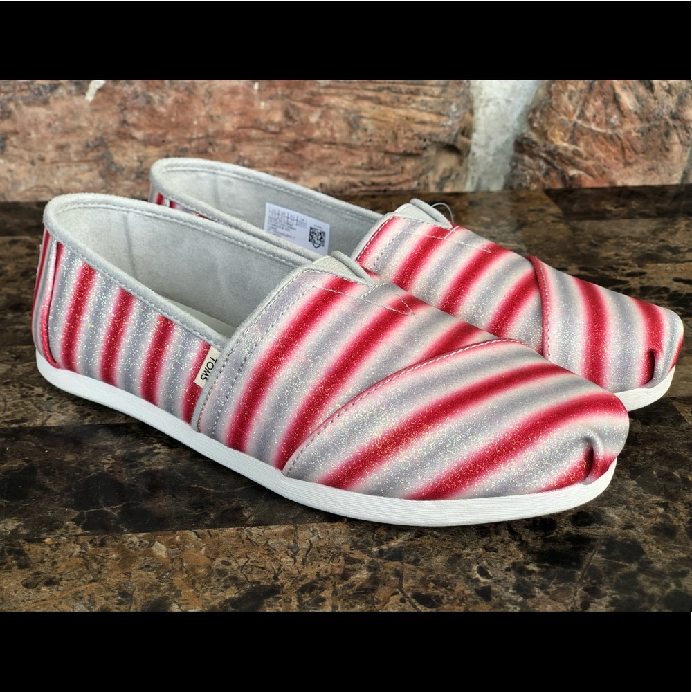 NEW TOMS Candy Cane Glitter Classics loafer - Picture 8 of 13
